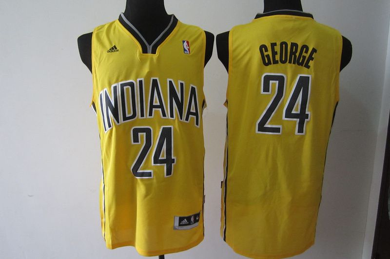 Men Indiana Pacers #24 George Yellow Adidas NBA Jersey